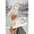 Leopard Print Leather Detail Lace Up Casual Shoes