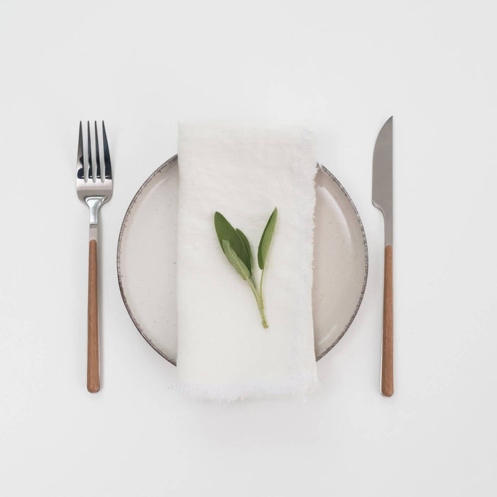 Off-White Linen Napkins with Fringes, Set of 2