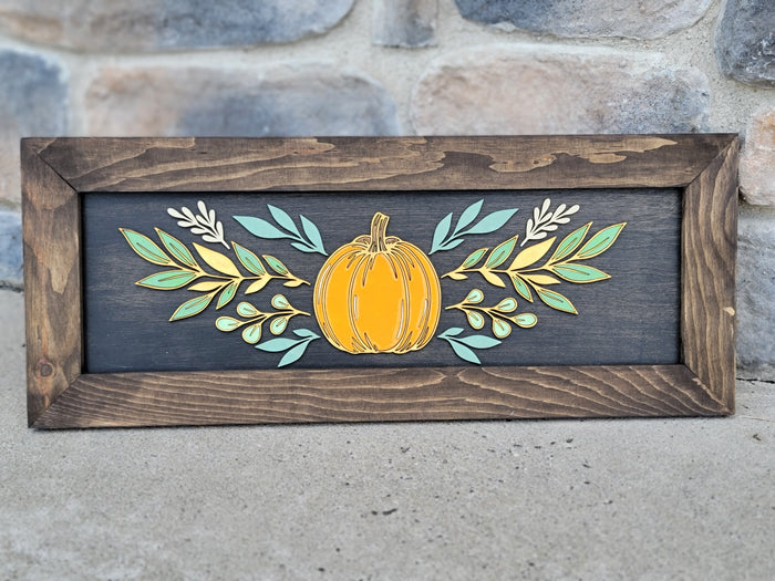 PUMPKIN WITH FOLIAGE 6x16