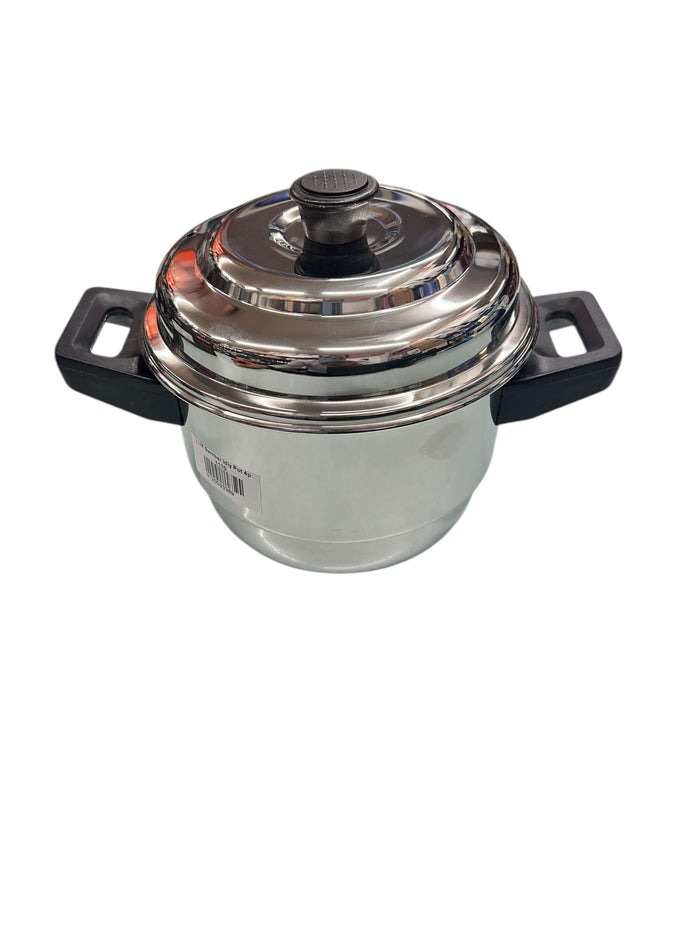 LLM Stainless Steel Mini Idli Steamer Pot with lid, ideal for making sambar and idlis.