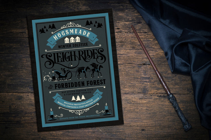 Framed Sign / "Winter Solstice Sleigh Rides"