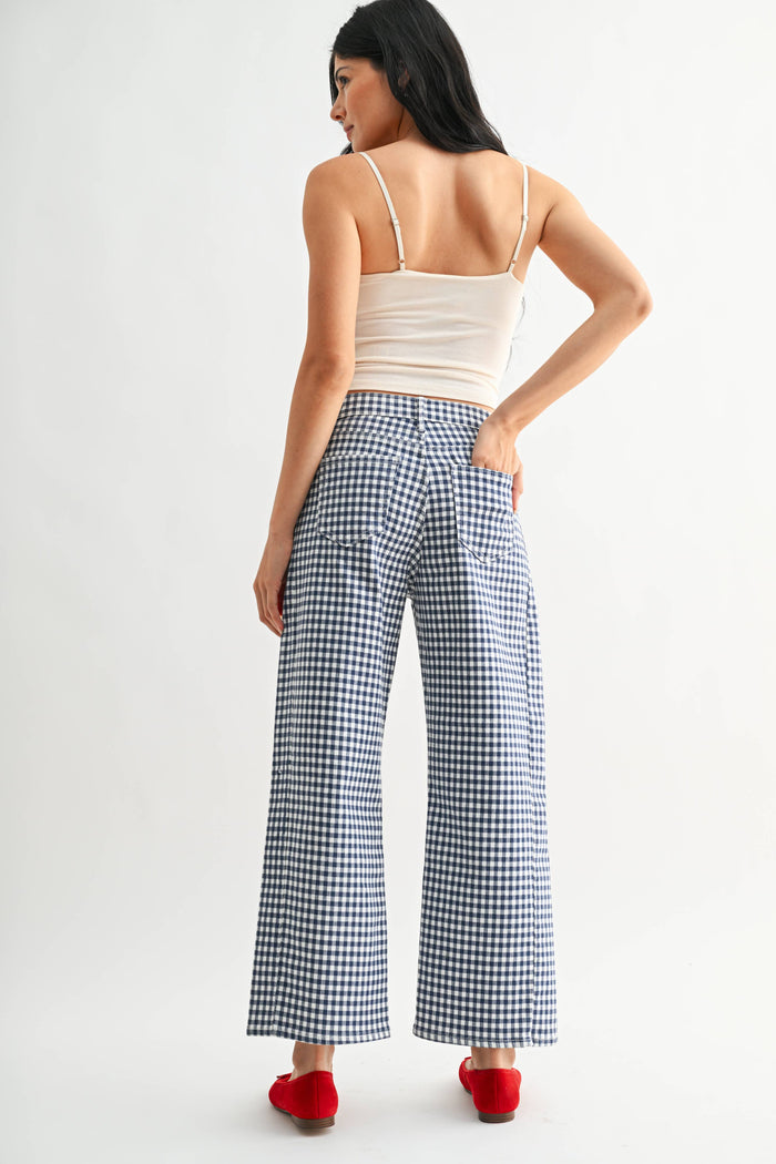 Mary Anne Navy Gingham- Barrel Jean Twist