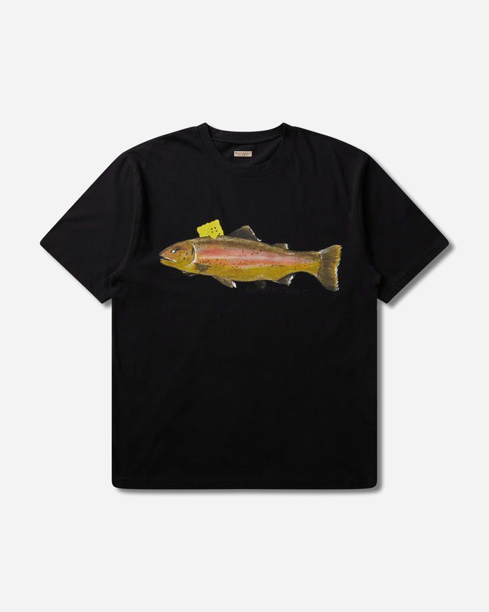 KAPITAL 20/-Jersey Crew T (One Trout Peckish Rainbowy) Black T-Shirts Shortsleeve K2508SC002 BLACK