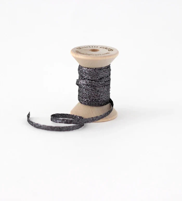 Metallic Braided ribbon wood spool