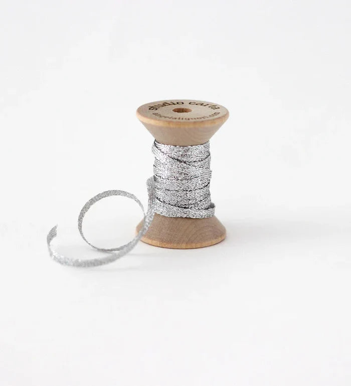 Metallic Braided ribbon wood spool