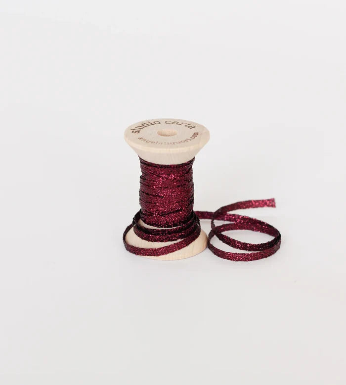 Metallic Braided ribbon wood spool
