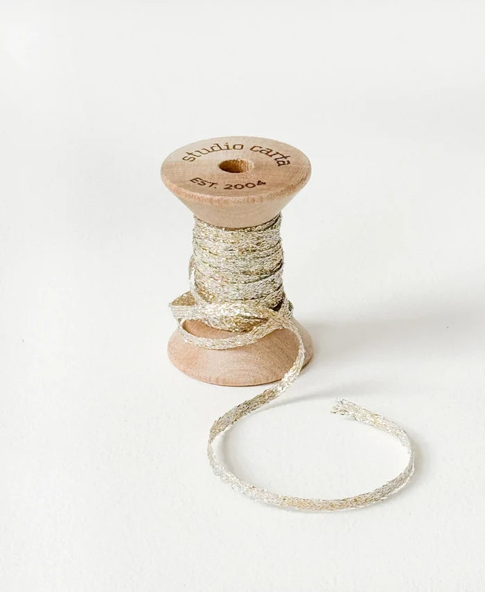 Metallic Braided ribbon wood spool
