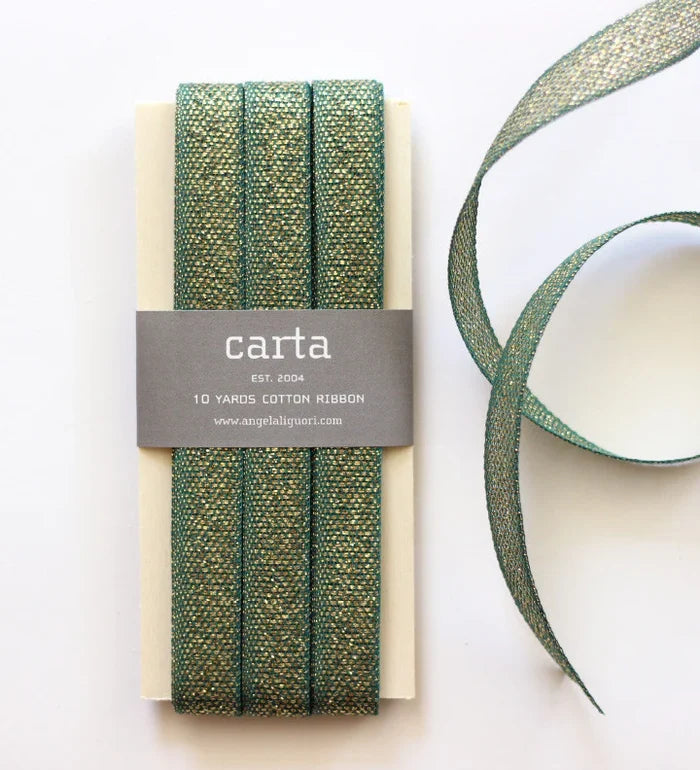 Metallic loose weave ribbon | wood paddle 10 Yards