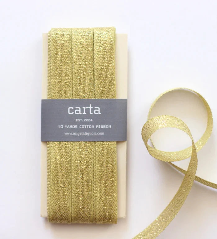 Metallic loose weave ribbon | wood paddle 10 Yards