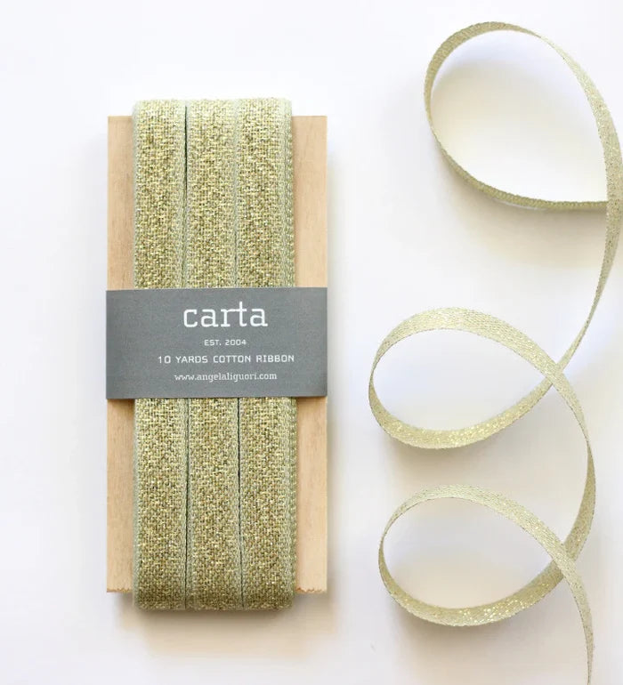 Metallic loose weave ribbon | wood paddle 10 Yards