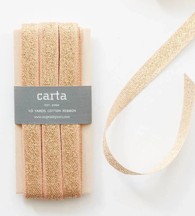 Metallic loose weave ribbon | wood paddle 10 Yards