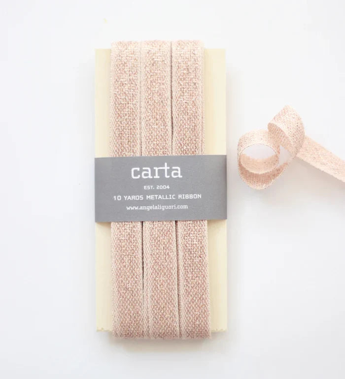 Metallic loose weave ribbon | wood paddle 10 Yards