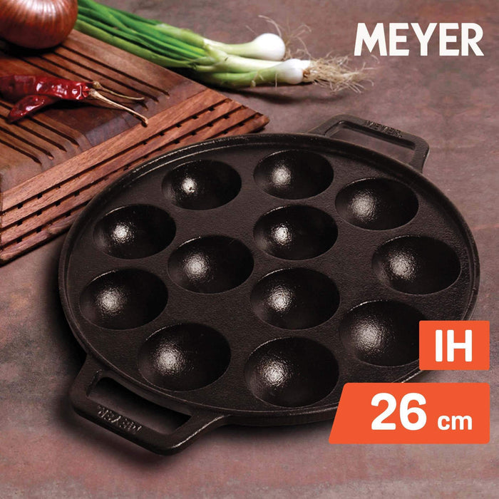 Heavy gauge cast iron paniyarakkal for outdoor camping and stovetop cooking