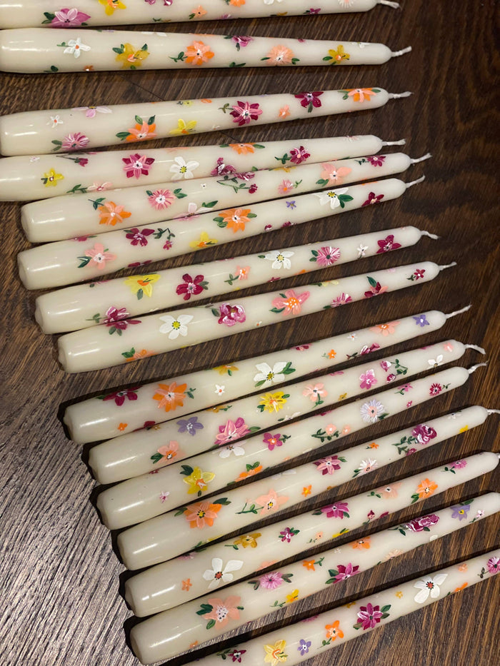 Mixed Floral Hand-painted Taper Pairs
