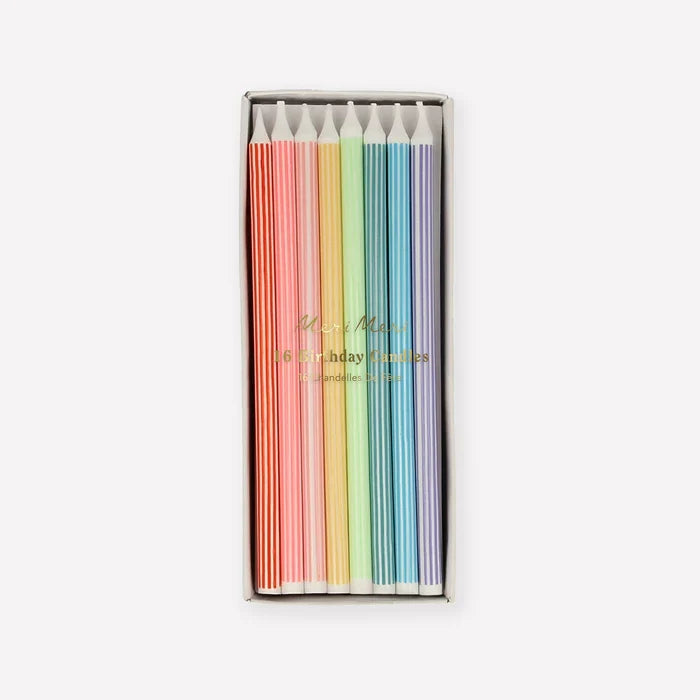Mixed Striped Candles, Set of 16