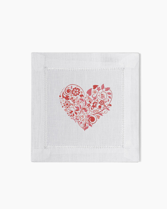 Mod Heart Linen Cocktail Napkins