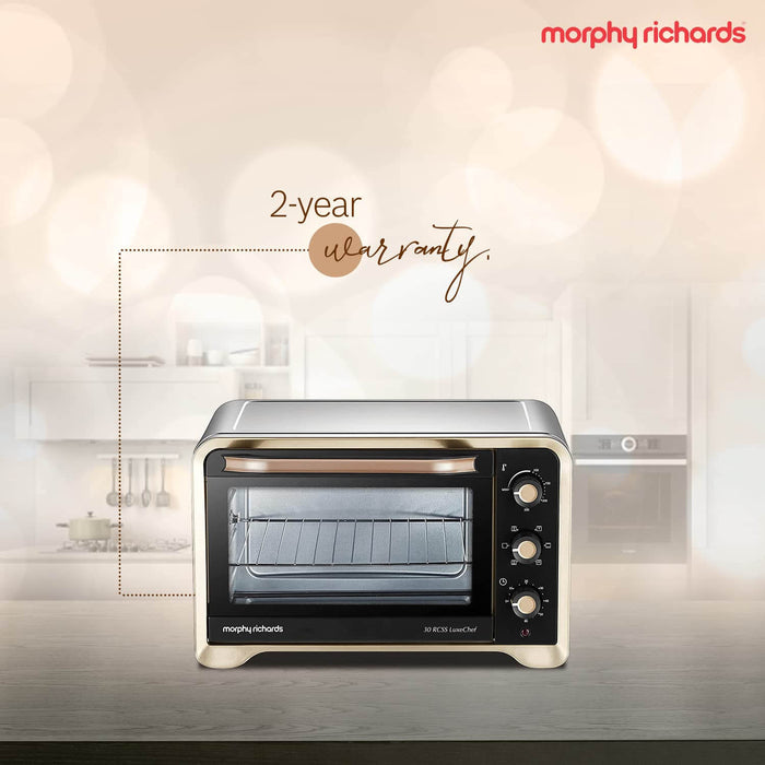 Large capacity 30L OTG oven with rotisserie rod and baking accessories included