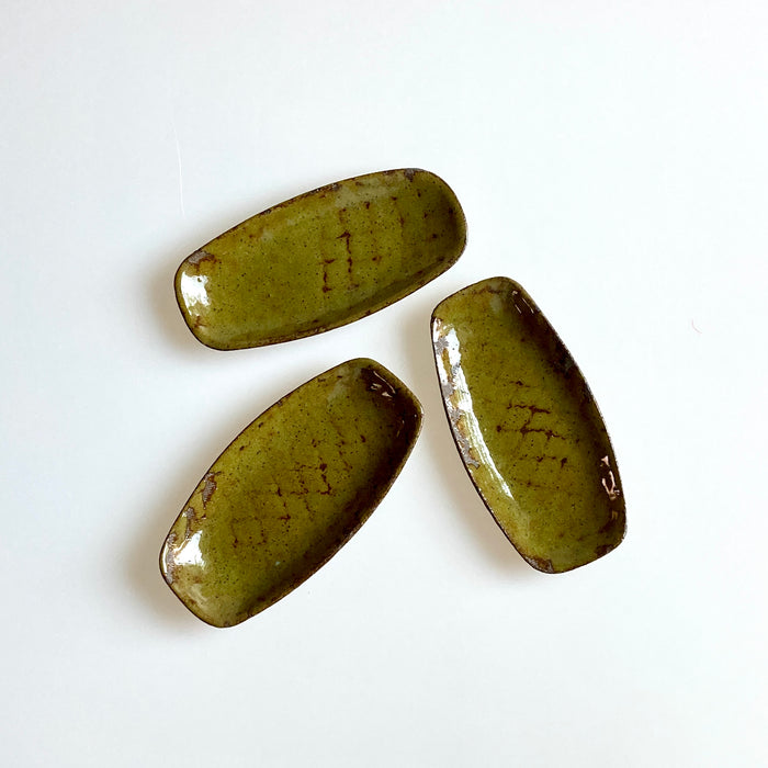 Moss Green Rectangular Condiment Dish, Set of 3