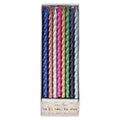 Multi Metallic Twisted Candles, Set of 16