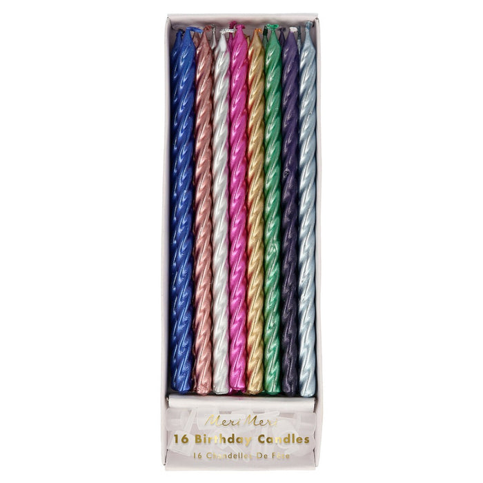 Multi Metallic Twisted Candles, Set of 16