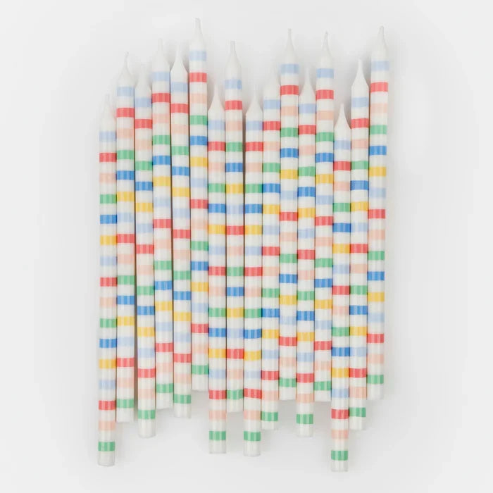 Multi Stripe Candles, Set of 16