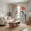 Multicolor Abstract Line Art Pattern Window Curtains