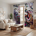 Multicolor Liquid Marble Swirl Pattern Window Curtains