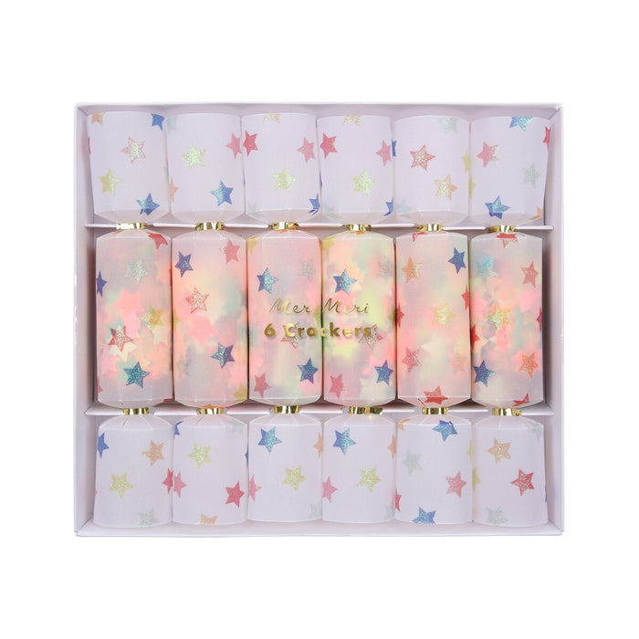 Multicolor Star Confetti Small Crackers, Set of 6