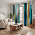 Multicolor Vertical Glow Abstract Pattern Window Curtains