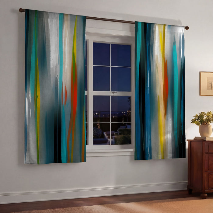 Multicolor Vertical Glow Abstract Pattern Window Curtains