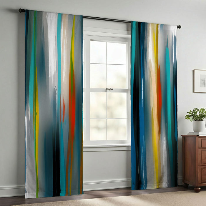 Multicolor Vertical Glow Abstract Pattern Window Curtains