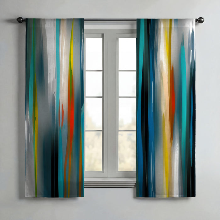 Multicolor Vertical Glow Abstract Pattern Window Curtains