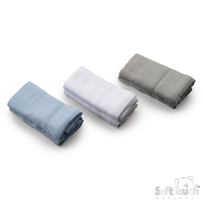 MULTICOLOUR 6-PACK PLAIN MUSLIN SQUARES (PK6) MS11-B