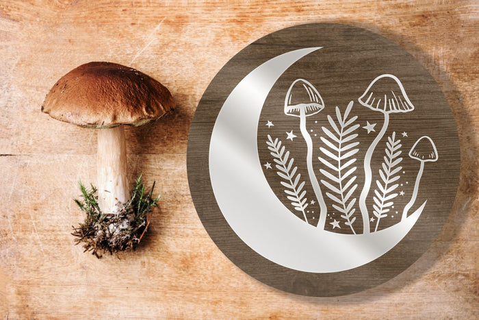 Three Shroom Moon w/Ferns & Stars
