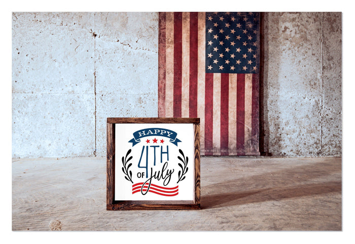 "Happy 4th of July" 12" x 12" Framed
