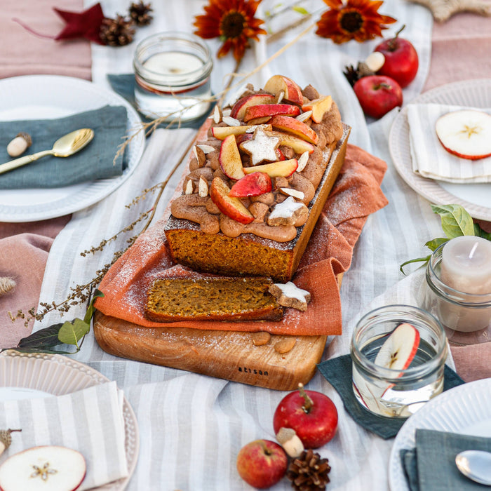 Natural White Stripes Linen Table Runner