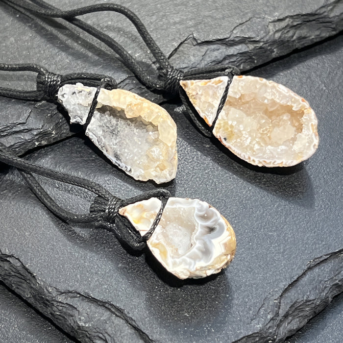 Oco Geode Crystal Necklace (24 Inch Black Cord) Gemstone Jewelry Pendant Supply