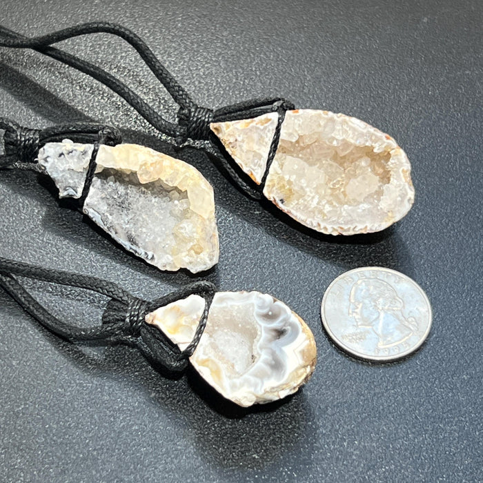 Oco Geode Crystal Necklace (24 Inch Black Cord) Gemstone Jewelry Pendant Supply