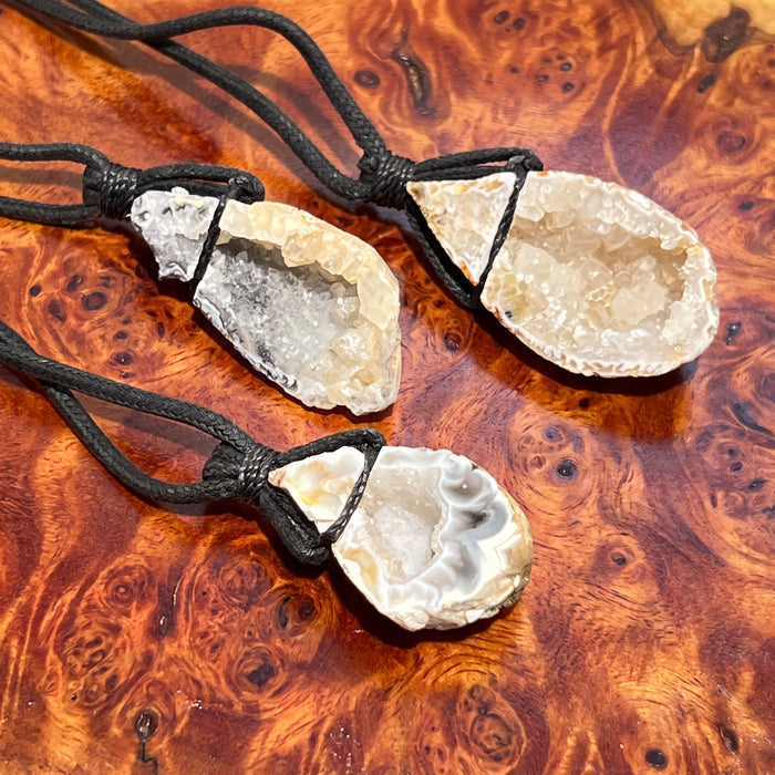 Oco Geode Crystal Necklace (24 Inch Black Cord) Gemstone Jewelry Pendant Supply