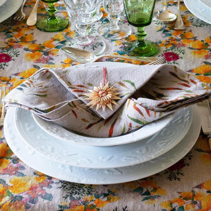 Organic Linen Napkin in Red Palm