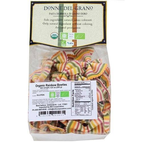 Organic Rainbow Bowties Colored Pasta - 8.8oz (250gm)