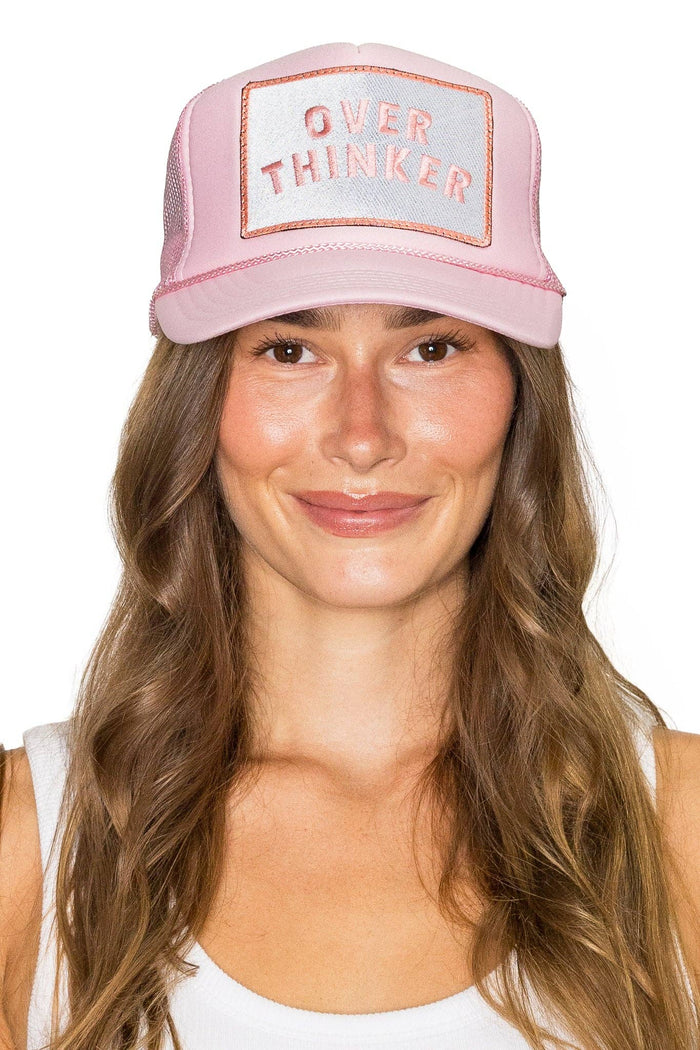 Overthinker Trucker Hat in Soft Pink by Friday Feelin'
