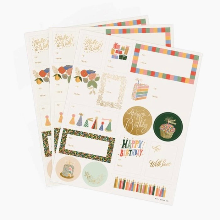 Pack of 3 Birthday Cake Stickers & Labels