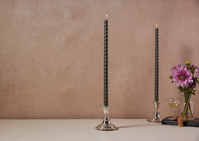 Pair of Large Twisted Taper Candles