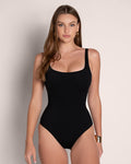 Model wearing Pammy - Black front view