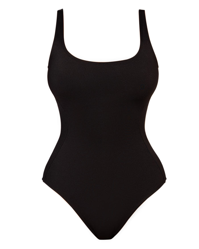 Outline image of Pammy Square Neck One Piece Shapewear Swimsuit - Black