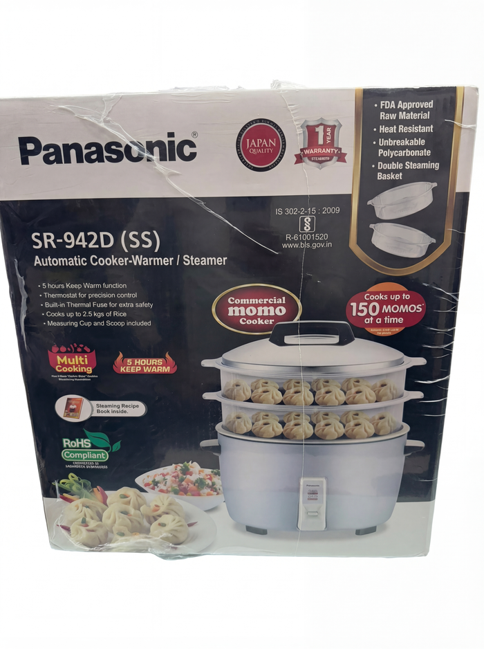 Panasonic SR-942D (SS) 4.2L Automatic Rice Cooker & Momo Steamer with Double Basket (cooks 2.5 kgs Rice)