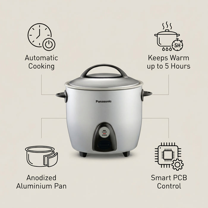 Panasonic 2.8L electric rice cooker SR-G28 with anodized aluminium cooking pan and measuring cup