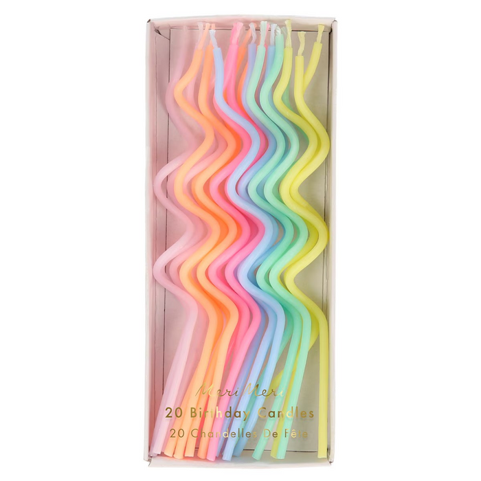 Pastel Swirly Candles, Set of 20