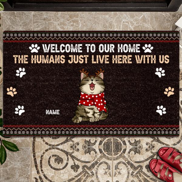 Personalized Cat Christmas Doormat, Welcome Mat Funny, Gifts For Cat Lovers, Christmas Decorations, Housewarming Gift
